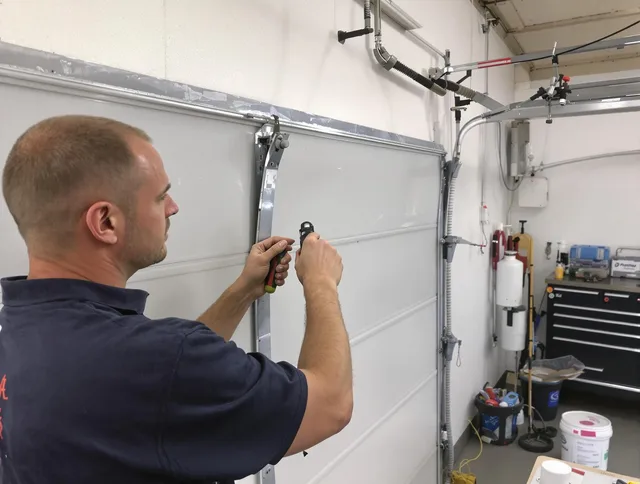 Before and after garage door dent repair by Montclair Garage Door Repair in Montclair