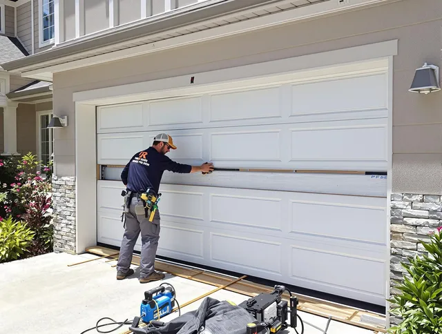 Montclair Garage Door Repair team performing complete garage door replacement at Montclair residence