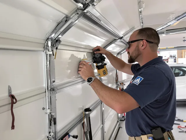 Montclair Garage Door Repair technician quieting a noisy garage door in Montclair